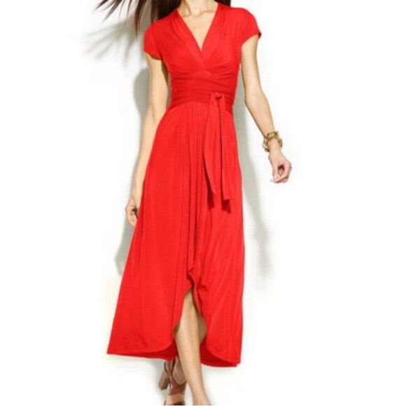 Michael Kors High-Low Faux-Wrap Dress True Red Size Medium Short Sleeve Nwt - Picture 10 of 10
